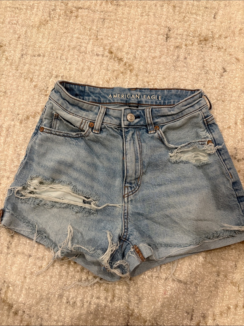 American Eagle Outfitters Light Wash Distressed Denim Cutoff Shorts
